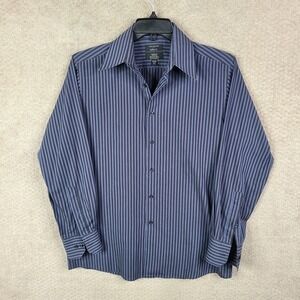 Covington Shirt Mens Medium Blue Black Striped Modern Fit Button Up Wrinkle Free